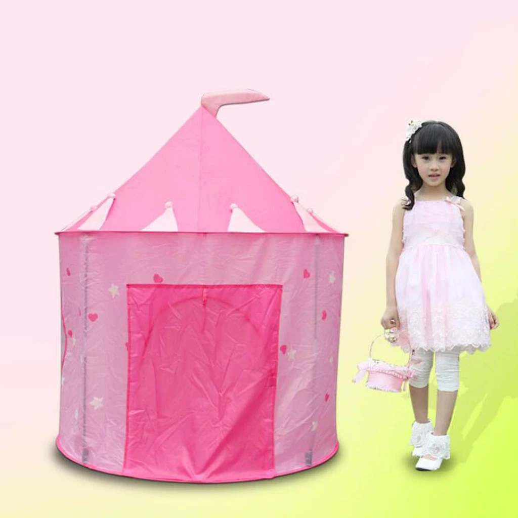 Portable Travel -up Play Tent Pink Girls Playhouse Castle House Hut Toy