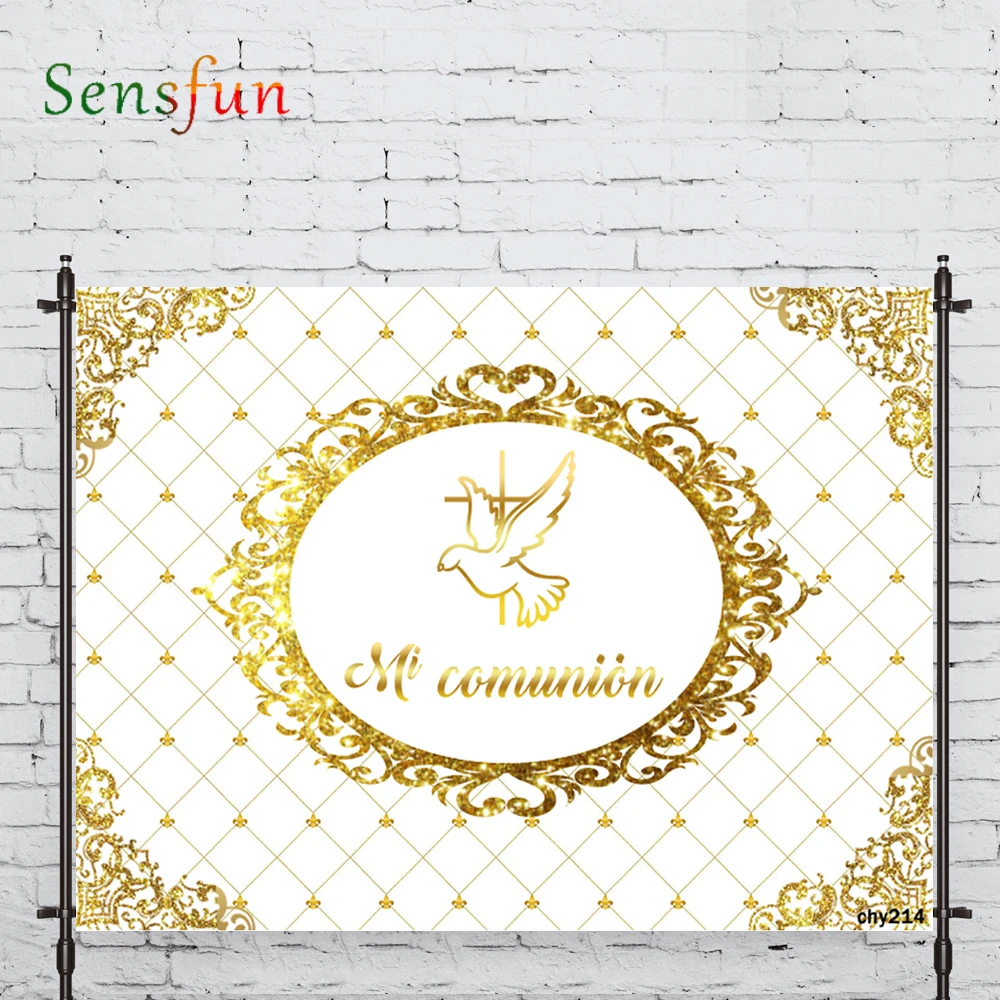 Levoo Photophone Sfondo Golden Lace Bird First Comunion Photocall Decor Fabric New Shoot Photography Fondale