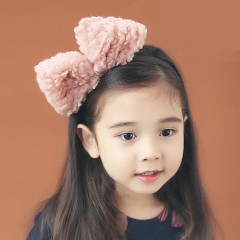 MeryYuer Kids Girls Hairband Fur Bowknot Winter Warm Fluffy Hair Band