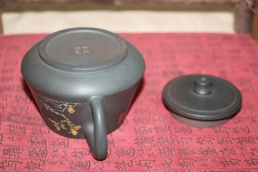 Jian shui ceramic tea pot for puer and black tea Zi Tao Hu Feng Jing Hua "Пейзаж" около 190ml