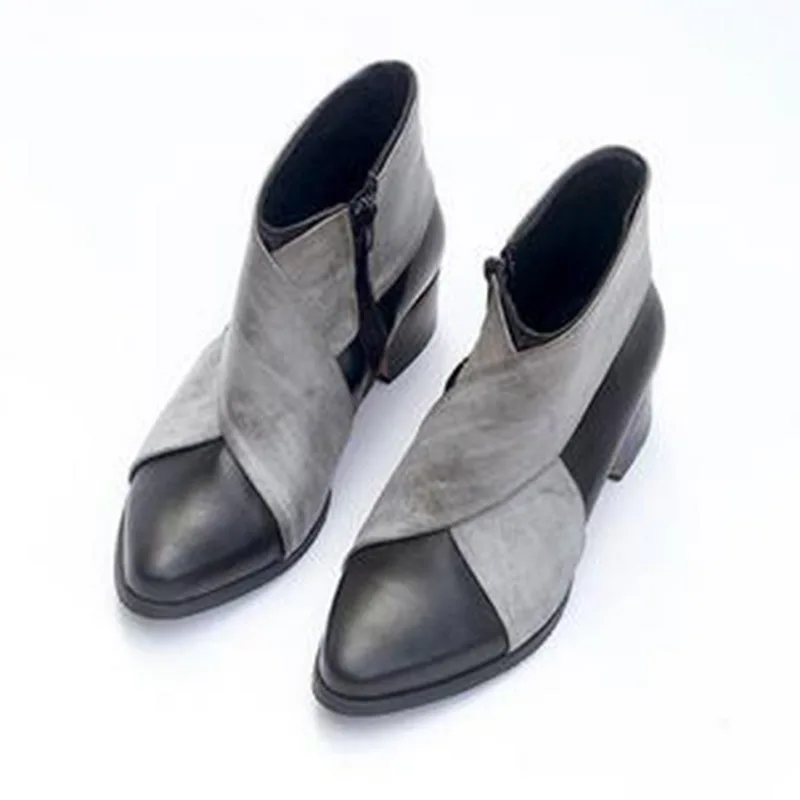 

2019 Chic Summer Women Shoes Retro High Heel Ankle Boots Female Block Mid Heels Casual Botas Mujer Booties Feminina Plus Size