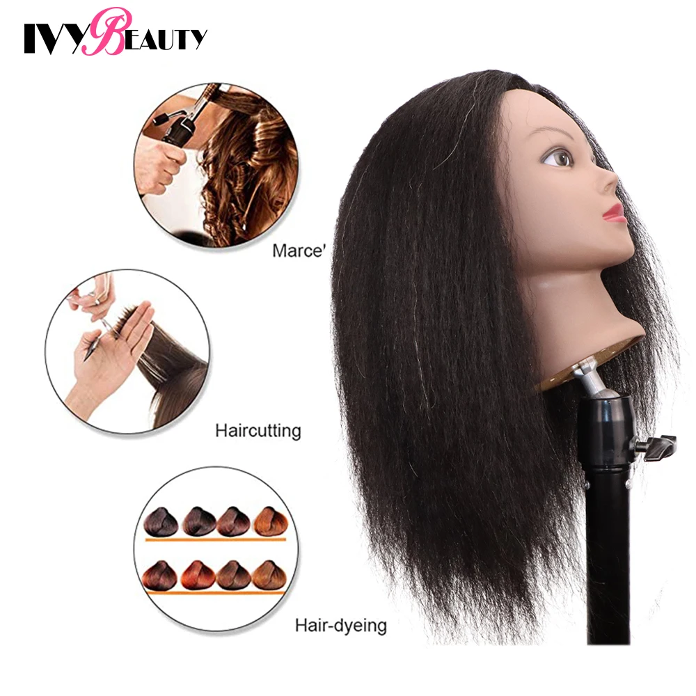 Traininghead African American Mannequin Head With Real Hair For Braiding  Hair Training Hairart Barber Hairdressing Fashi