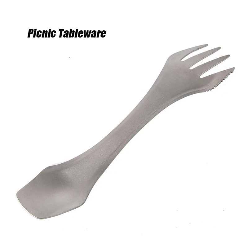 MeterMall Outdoor Camping 3in1 Spoon Fork Set Metal Portable Picnic Tableware Outdoor Camping Picnic Gadget Tool