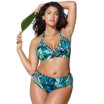 

Plus Size Bikini Set For Women Biquini High Waist Push Up Big Size Swimsuit Swimwear Large Size Bikini 2020 Women's Swimsuit 4XL