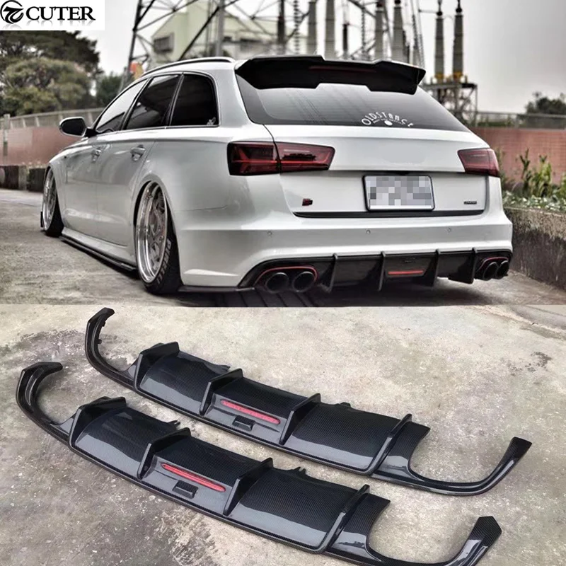 

A6 Allroad Avant диффузор для заднего бампера из углеродного волокна, задняя губа для Audi A6 Allroad, комплект кузова автомобиля 15-18