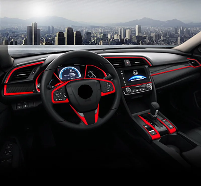 red interior car honda