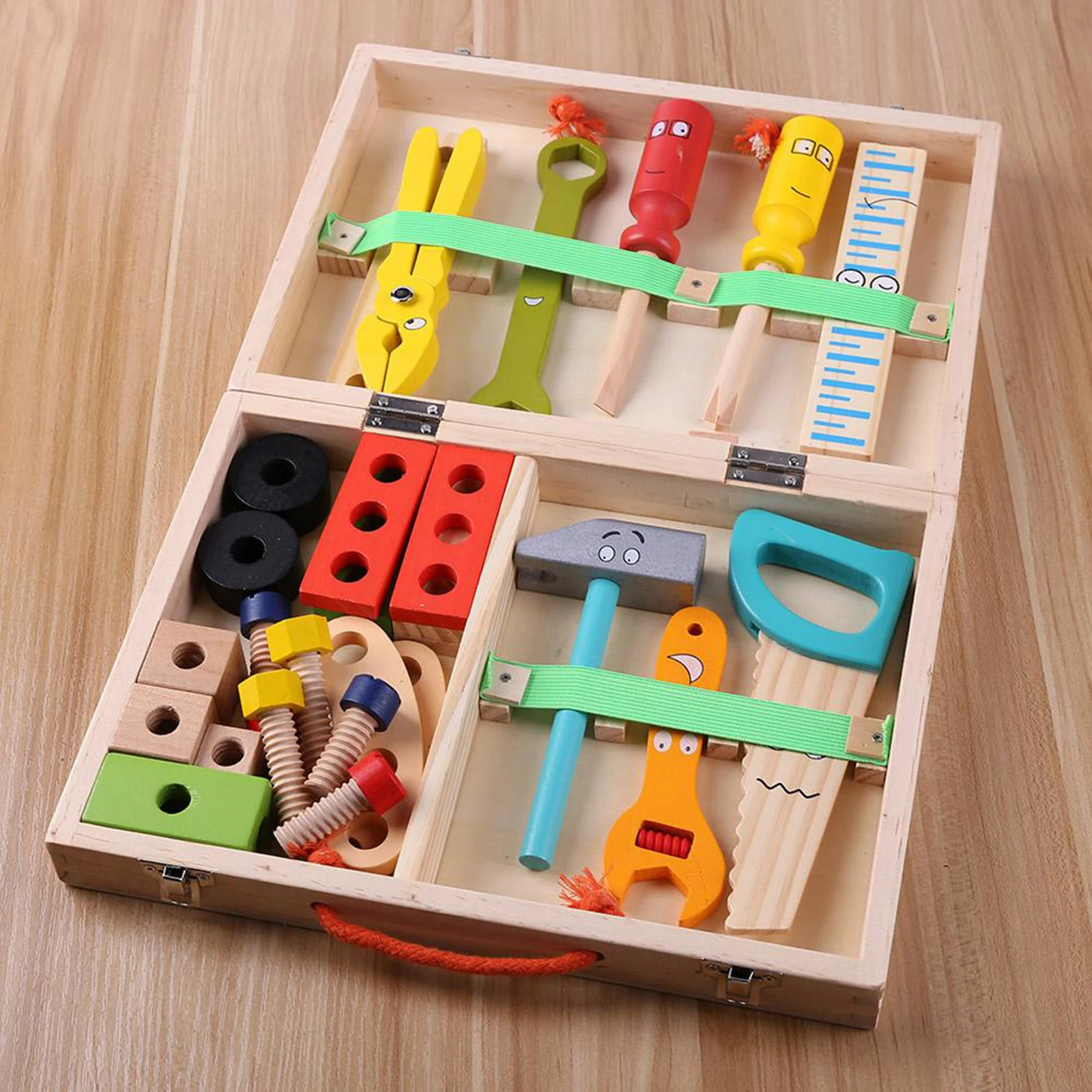 Wooden Repair Tools Box for Children Educational Puzzle Toys Games