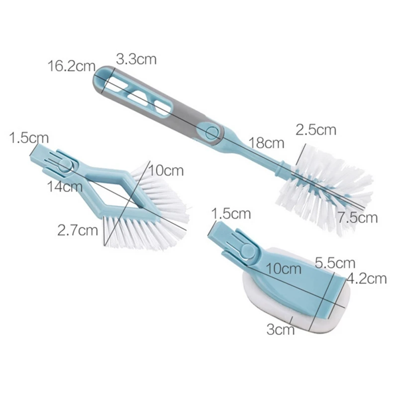 Detachable Cleaning Brush Three-in-one Wash Pot Brush Sponge Stove Brush Crack Brush Kitchen Cleaning Brush