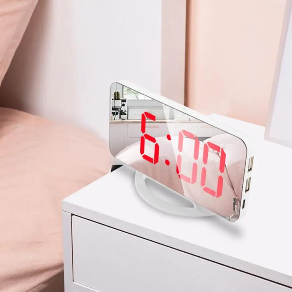 ABS 1 Set Useful Snooze Table Mirror Clock Fashion Alarm Clock Digital  for Office 4