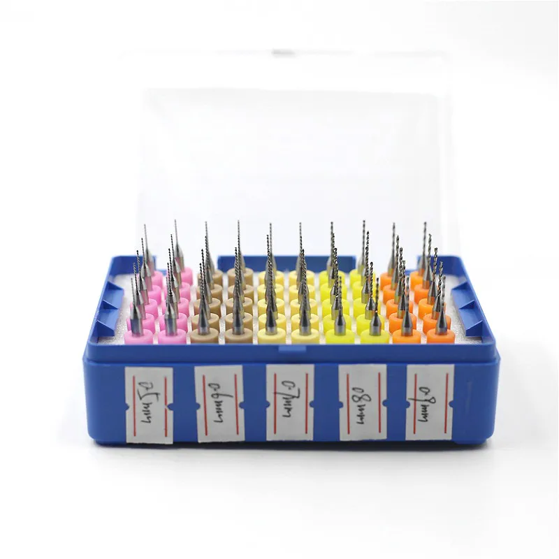 Drill Bit Set 50pcs/set Tungsten Hard Alloy PCB Engraving Tool 0.25mm-1mm