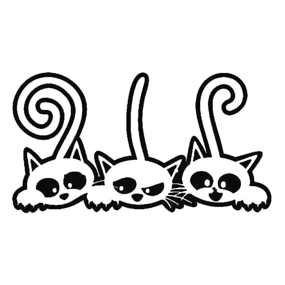 Three Cute Long Tail Cat Car Vehicle Body Window Reflective Decals Sticker Decor Car Exterior Accessories Boutique