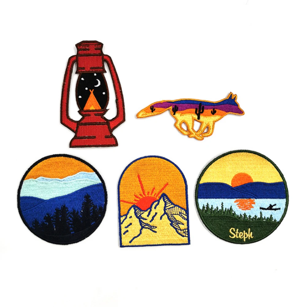 Нашивки для одежды с вышивкой гор/озер | Дом и сад