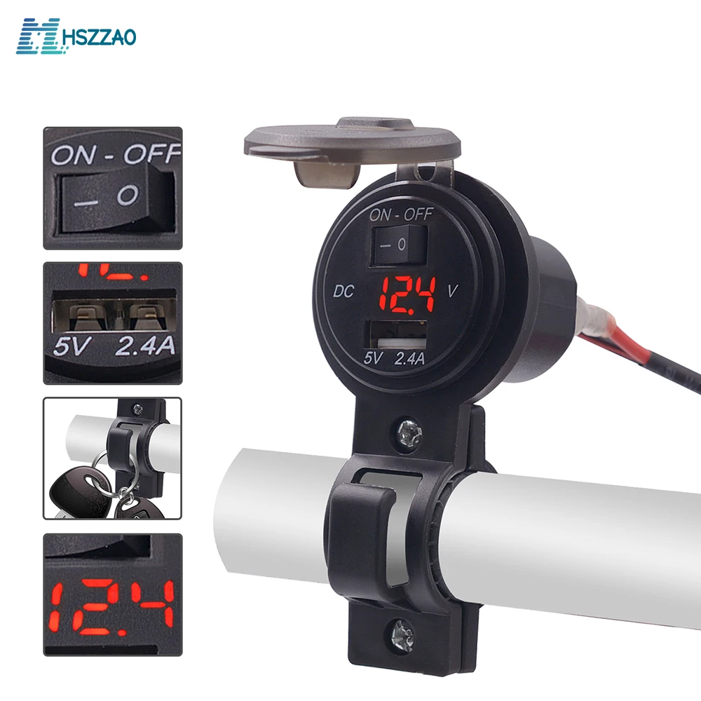 

DC12V-24V Electric Bicycle Charger Motorcycle Phone USB Charging Bike Accessories Waterproof Portable Moto Electric Car Charger