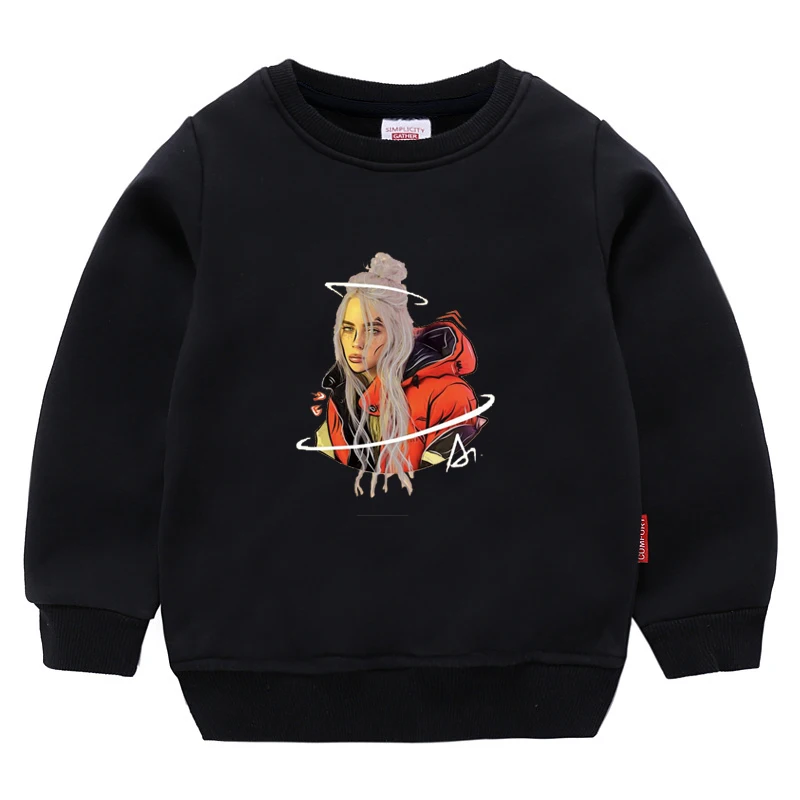 Новинка; Детские топы с принтом Billie Eilish; Одежда для мальчиков; повседневные хлопковые толстовки с длинными рукавами; костюм для мальчиков; повседневные толстовки; одежда Billie