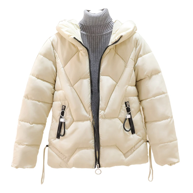 Beige 6XL, зимняя куртка, Женская парка, пальто, пуховик, хлопок, осень, Женская теплая одежда, верхняя одежда, с капюшоном, стеганая, 5XL, большой размер, плюс, короткая - Цвет: Beige