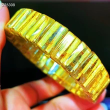 

Natural Gold Rutilated Quartz Bracelet Brazil Woman Men Bangle 14x7.3x5.5mm Rutilated Clear Rectangle Beads Wealthy AAAAAA