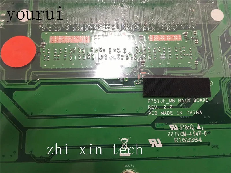 Yourui для ASUS P751 P751JF Материнская плата ноутбука REV 2,0 DDR3 полностью протестирована ок