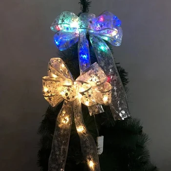 

1PCS Color Changing Xmas Christmas Tree Topper Bow Shiny Light Party LED Lamp Decoration