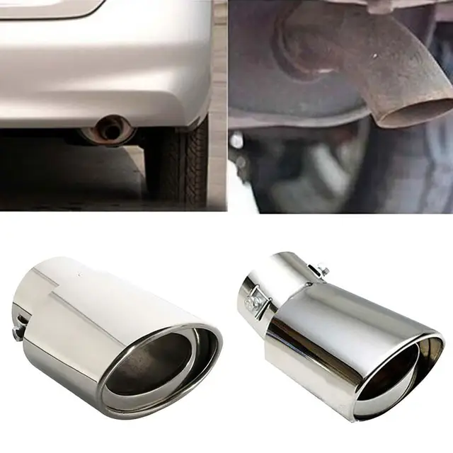 Universal Stainless steel Car Vehicle Rear Round exhaust Pipe Tail Muffler Tip Chrome Throat Exhaust System Car Accessories