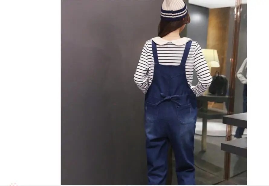 New hot Maternity Clothing Pants winter Autumn Light Blue Denim Plus Size Overalls Pregnant Women Large Size Suspender Trousers