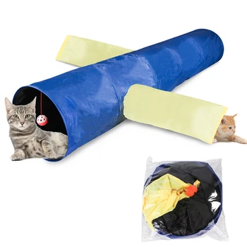 

Foldable Cat Tunnel Collapsible Pet 4 Holes Play Tubes Funny Crinkle Balls Kitten Ferrets Rabbit Exercising Hiding Training Toy