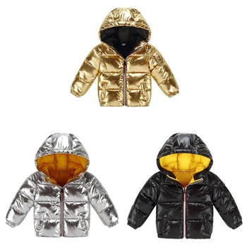 

Children's Thick Cotton Coat Girls Silver Clothing Baby Girl Clothes Kids Hooded Padded Warm Parka Boys Waterproof Overcoat