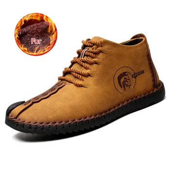 

Men Genuine Leather High Top Boots Autumn Winter Safety Work Breathable Shoes Ankle Lace Up Boots Fashion Desert
