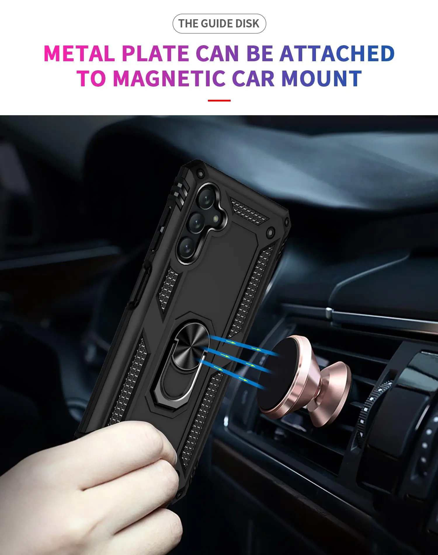 Custodia di lusso per Samsung Galaxy A13 5G SM-A136U Custodia antiurto per uso militare resistente 360 Supporto per anello rotante Calci_voghion.com