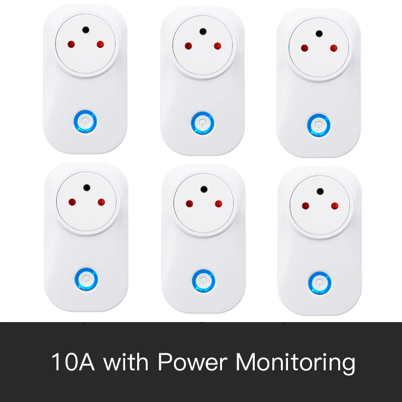 FrankEver Tuya Cloud 10A 16A Israel WiFi умная розетка монитор питания беспроводной разъем работает с Alexa Google Home приложение Smart Life - Цвет: 10A-6PCS