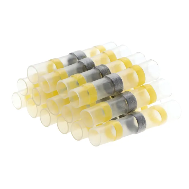 50PCS Solder Seal Wire Connectors Waterproof Heat Shrink Butt Connectors Electrical Wire Terminals Insulated Butt Splices Yellow