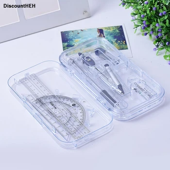 

1 set Simple Style Protractor Compass Straight Ruler Rulers Set Case