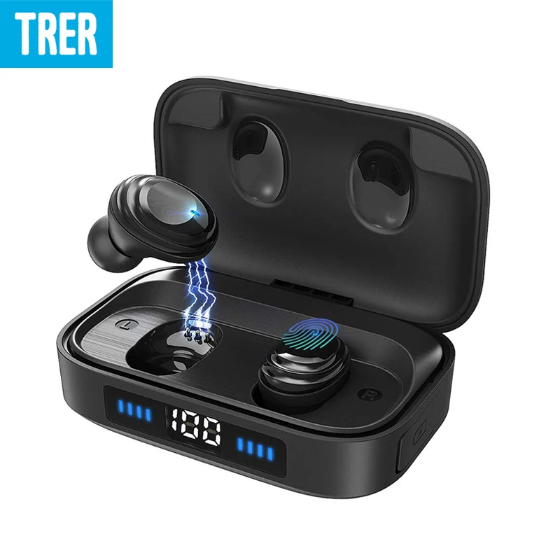 Bluetooth наушники, игровые Bluetooth V5.0, беспроводные наушники, светодиодный дисплей, сенсорный экран, 2000 мА/ч, внешний аккумулятор, наушники для ушей