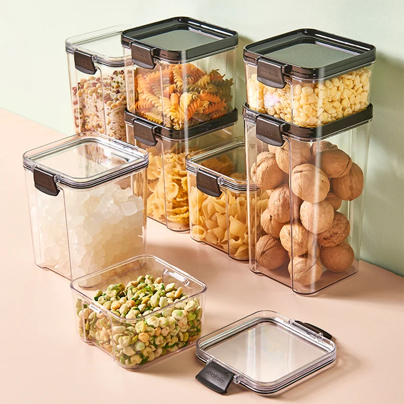 Food Storage Kitchen Container Plastic Box Jars for Bulk Cereals Kitchen  Organizers for Pantry Organizer Jars With Lid Home - AliExpress