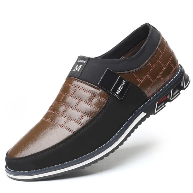 Новинка года; сезон осень-весна; мужская кожаная повседневная походная обувь; Мужская обувь в деловом стиле; F53 - Цвет: brown