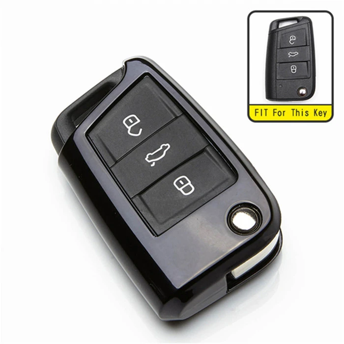 6 цветов ТПУ автомобильный чехол для ключей для VW Golf 4 5 6 7 GTI MK7 MK6 Plus Polo 6 R Passat t5 Eos Caddy брелок для ключей в виде ракушки стиль - Название цвета: Black