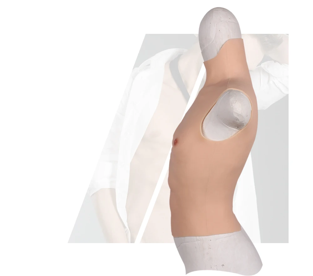 Drag Queen Perfect Pectorals Fake Male Chest Silicone Muscle Half Body High Collar Hollaween Props Cosplay Masquerade Costume (8)