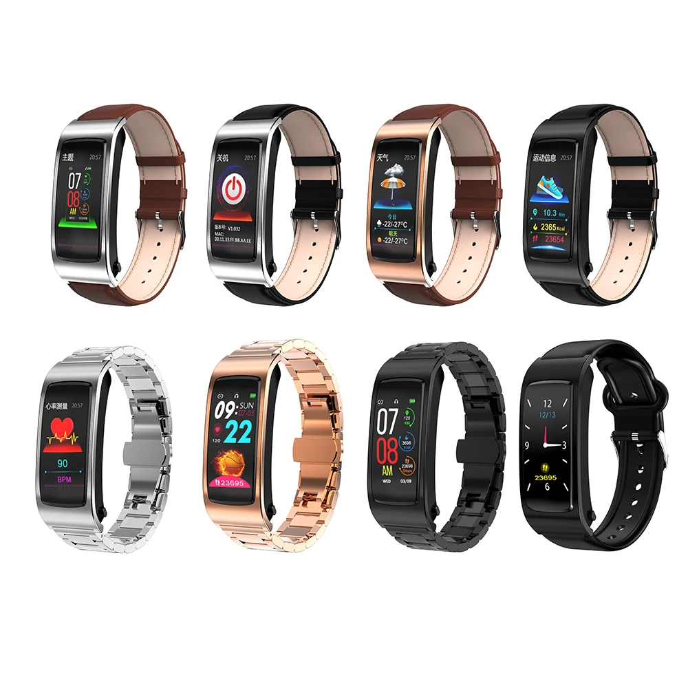 K11 Bluetooth earphone smart watch with microphone Bracelet full touch screen Oxygen Saturation Watch Band Music Player