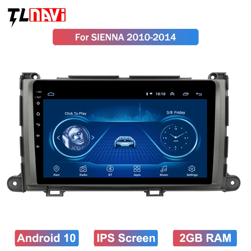 9 &quotавтомобильный стерео-радиоприемник GPS-навигатор Android 10 IPS для Toyota Sienna 2009-2014