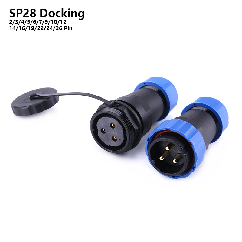SP28 IP68 стыковый кабель Водонепроницаемый авиационный разъем 2/3/4/5/6/7/9/10/12/14/16/19/22/24/26
