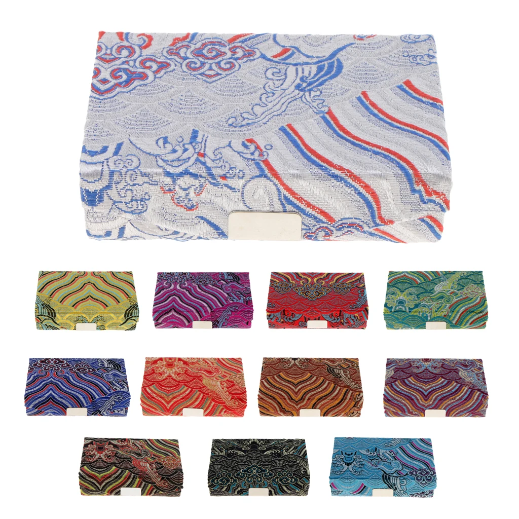 Retro Brocade Embroidered Chinese National Costume Design Lipstick Jewelry Case Holder Box With Mirror- Holds 2 Lipsticks