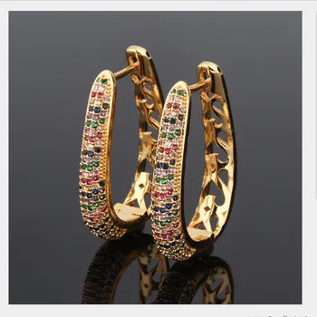 

1010 Trendy Luxury Multicolor Zirconia Full Mirco paved For Women Party High End Jewelry Earrings Addiction E8002