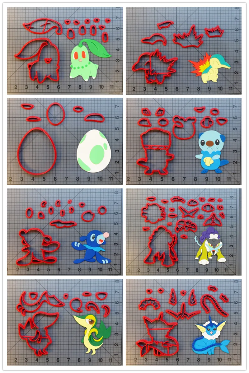 Raikou Chikorita Entei Vaporeon Cyndaquil Popplio Oshawott Go Egg 3D Печатный PLA пластик помадка украшение для печенья резак набор