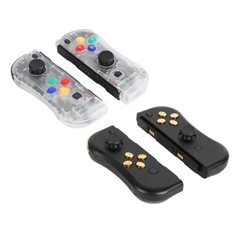 

ALLOYSEED 2pcs Left Right Wireless Bluetooth Controller Gamepad Handle Transparent 3D Calibration Fit for Nintend Switch Joy-con