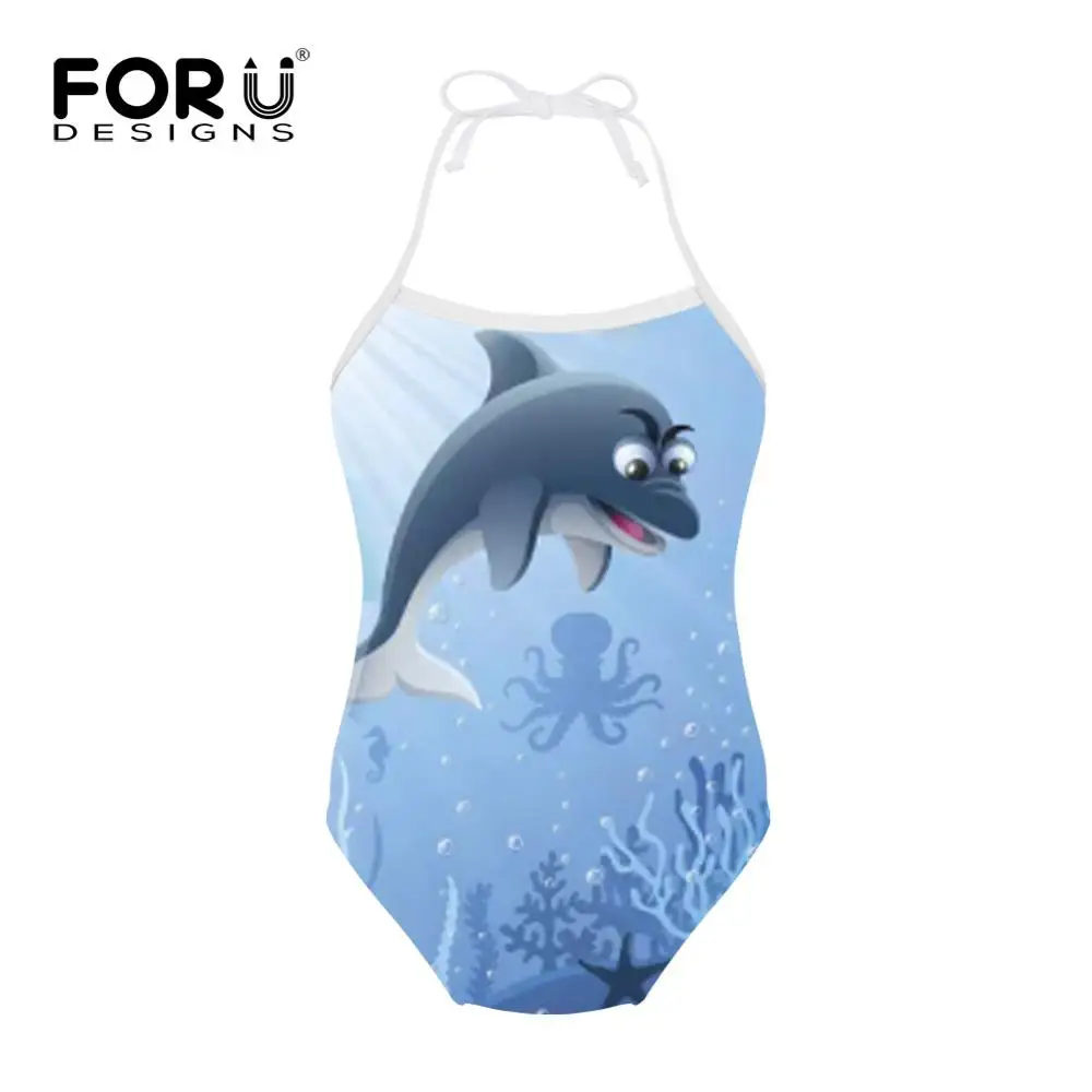 HMP003BS FORUDESIGNS/милый цельный костюм с принтом дельфина; купальный костюм для девочек; детская одежда для купания; одежда для купания для малышей; летний купальный костюм - Цвет: HMP003BS