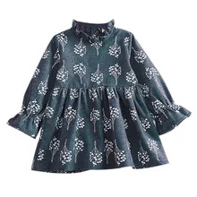 Осеннее Повседневное платье с длинными рукавами и цветочным принтом для маленьких девочек, Нарядный сарафан для малышей