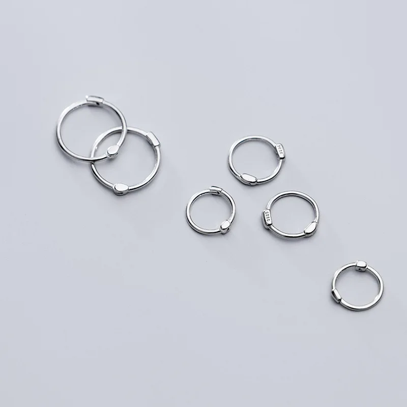 Минималистский стерлингового серебра 925 большие серьги-кольца для женщин большие круглые серьги с застежкой сережки-Кольца для дам