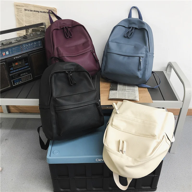 Fashion Women Backpack High Quality Female Soft PU Leather School Bag For Teenage Girls Boys Travel Double Shoulder Bags
