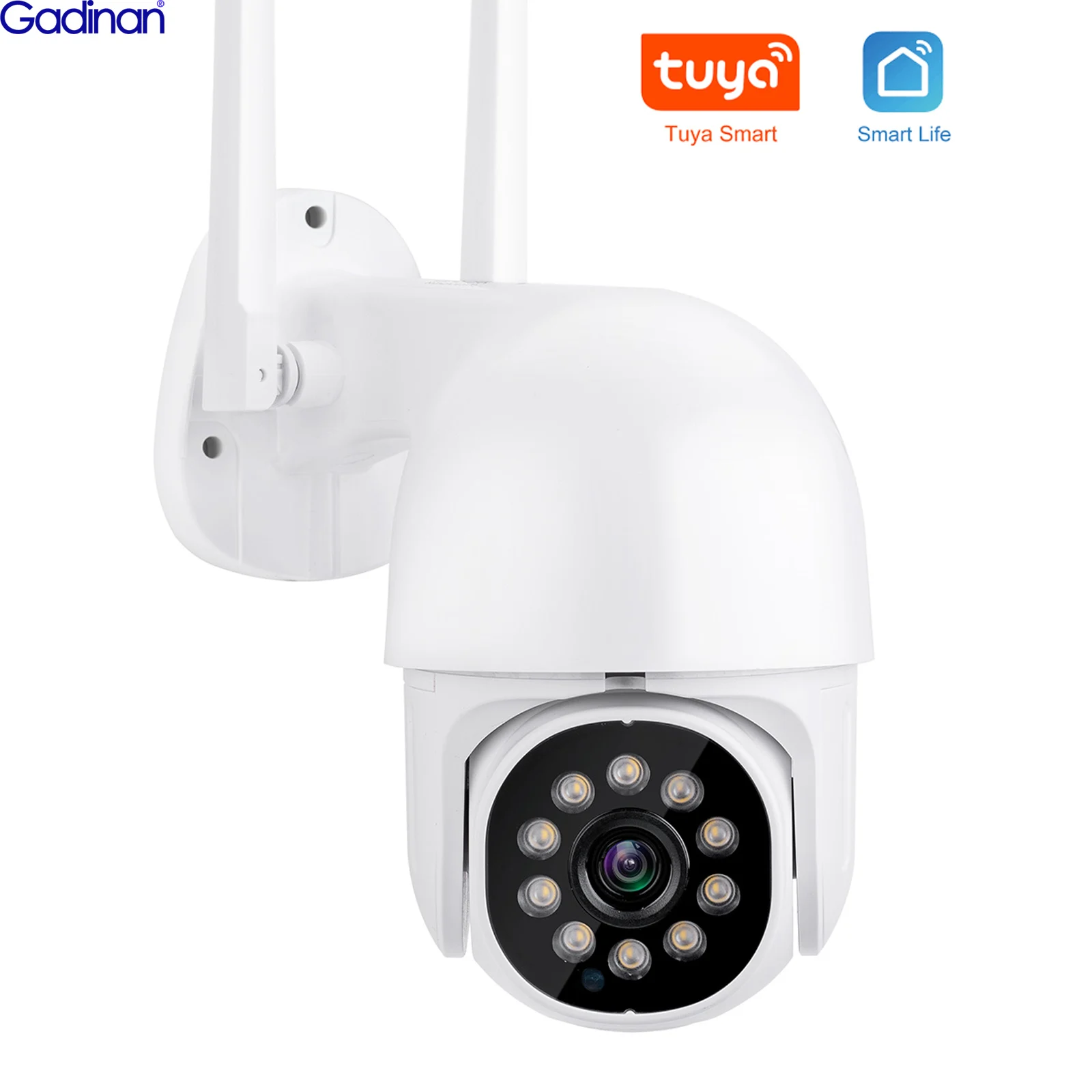Gadinan 5MP PTZ IP Камера Wi-Fi Tuya Smart Life дома 4x зум AI человека автоматическое отслеживание