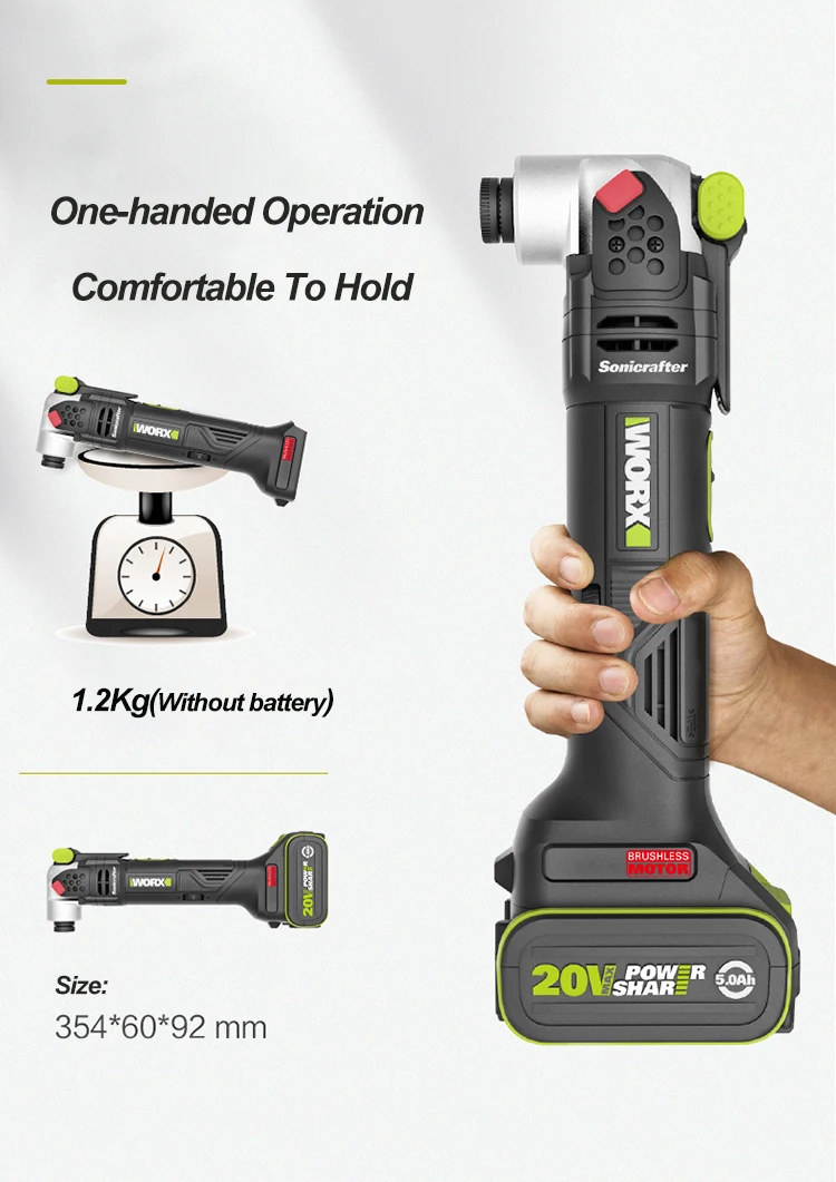 Worx WU690 20v Brushless Motor Sonicrafter Oscillating Multi