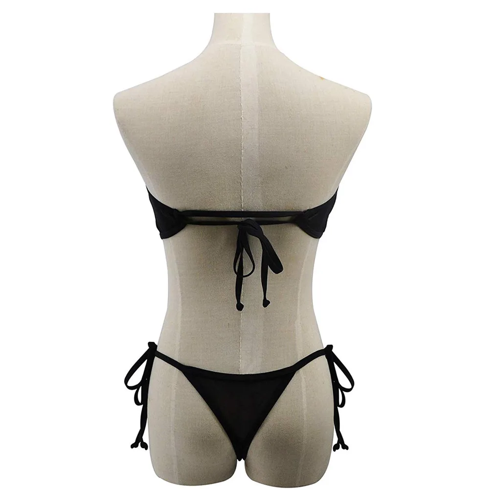 Sexy Women Bikinis Swimwear Black White Tube Bra Thong Strapless Swimsuit 2 Pieces Suits Lingerie String Bikini Bath Suit
